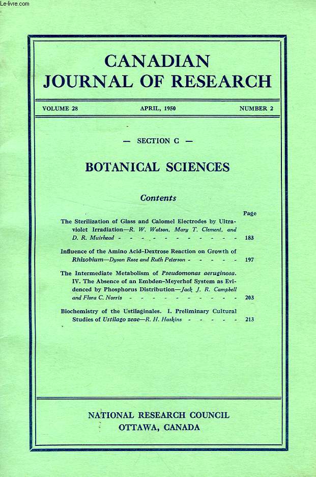 CANADIAN JOURNAL OF RESEARCH, VOL. 28, N 2, APRIL 1950, SECTION C, BOTANICAL SCIENCES