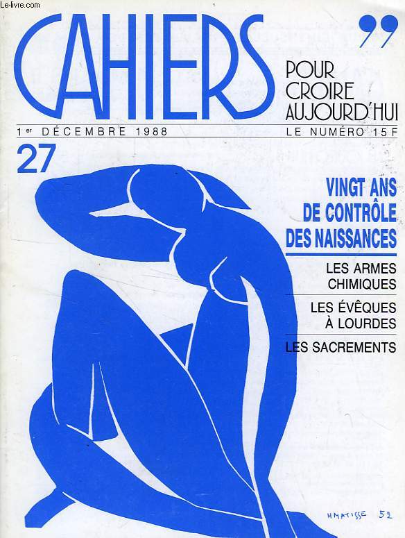 CAHIERS POUR CROIRE AUJOURD'HUI, N 27, DEC. 1988