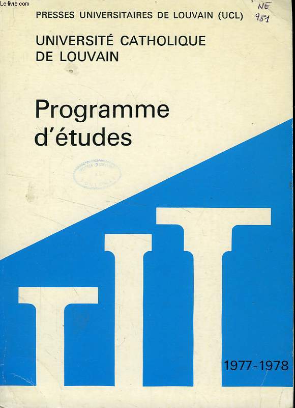 UNIVERSITE CATHOLIQUE DE LOUVAIN, PROGRAMME, 1977-1978