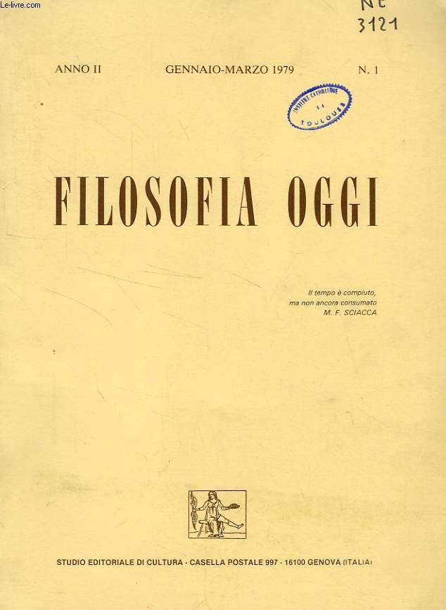 FILOSOFIA OGGI, ANNO II, N 1, GENNAIO-MARZO 1979