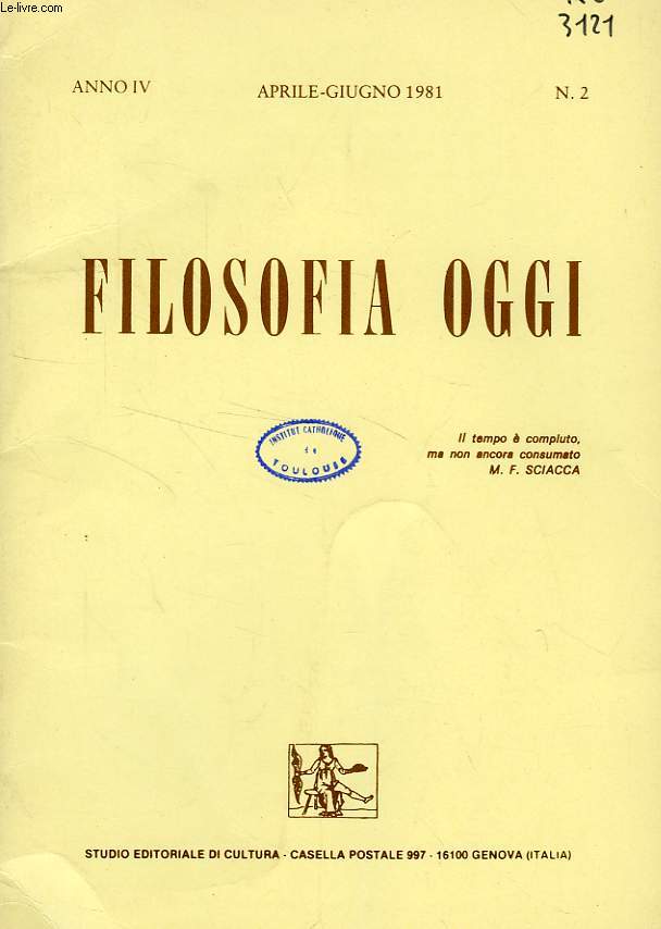 FILOSOFIA OGGI, ANNO IV, N 2, APRILE-GIUGNO 1981