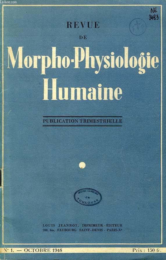 REVUE DE MORPHO-PHYSIOLOGIE HUMAINE, N 1, OCT. 1948