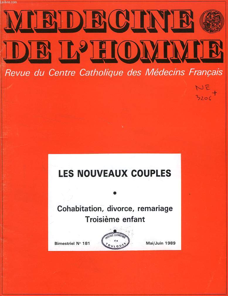 MEDECINE DE L'HOMME, N 181, MAI-JUIN 1989, REVUE DU CENTRE CATHOLIQUE DES MEDECINS FRANCAIS
