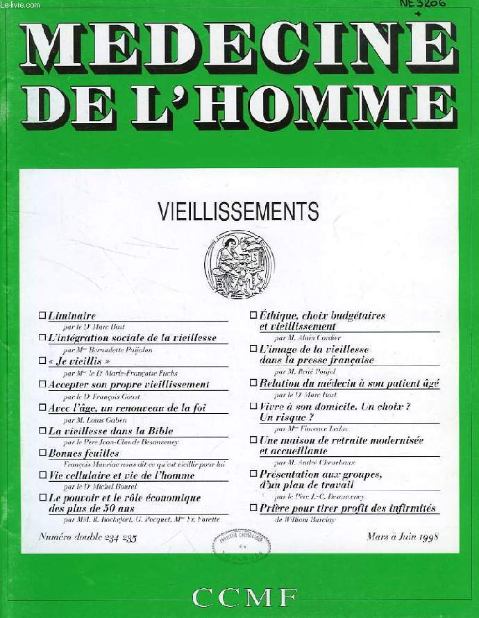 MEDECINE DE L'HOMME, N 234-235, MARS-JUIN 1998, REVUE DU CENTRE CATHOLIQUE DES MEDECINS FRANCAIS