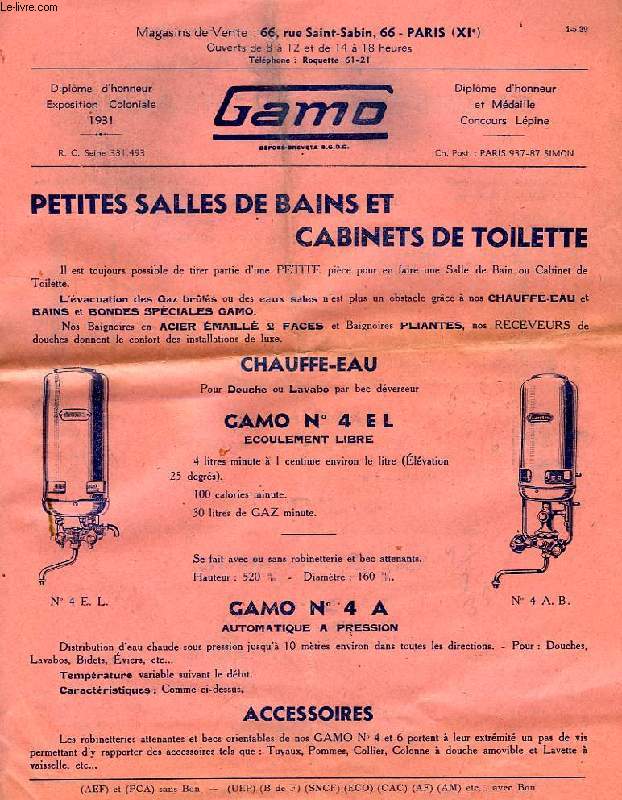 GAMO, PETITES SALLES DE BAINS ET CABINETS DE TOILETTE (CATALOGUE)