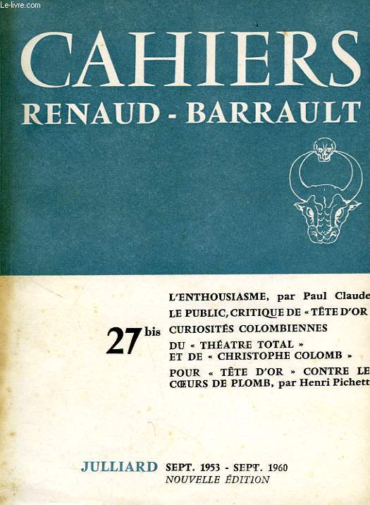 CAHIERS RENAUD-BARRAULT, N 27 bis