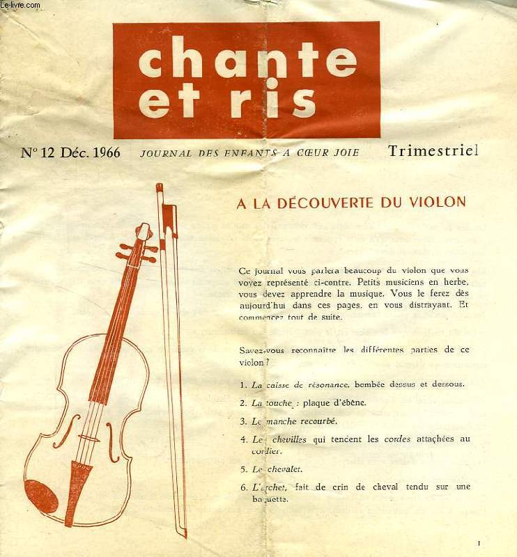 CHANTE ET RIS, N 12, DEC. 1966, JOURNAL DES ENFANTS A COEUR JOIE