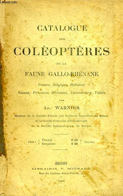 CATALOGUE DES COLEOPTERES DE LA FAUNE GALLO-RHENANE