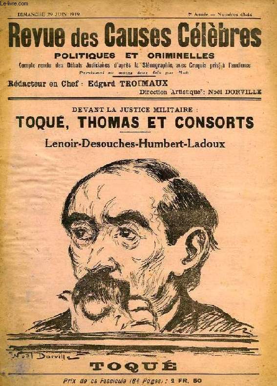 REVUE DES CAUSES CELEBRES, POLITIQUES ET CRIMINELLES, 2e ANNEE, N 43-44, 29 JUIN 1919