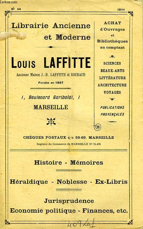 LIBRAIRIE ANCIENNE ET MODERNE LOUIS LAFITTE, N 56, 1930