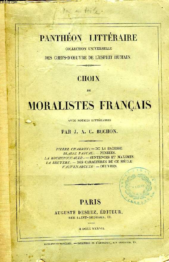 CHOIX DE MORALISTES FRANCAIS