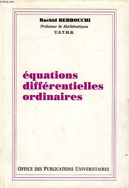 EQUATIONS DIFFERENTIELLES ORDINAIRES