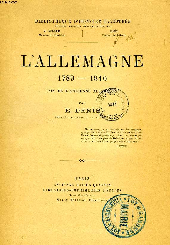 L'ALLEMAGNE, 1789-1810 (FIN DE L'ANCIENNE ALLEMAGNE)