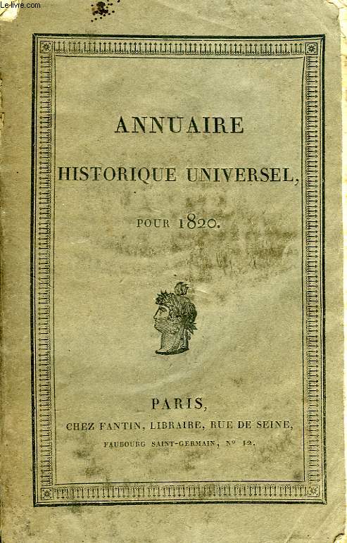 ANNUAIRE HISTORIQUE UNIVERSEL POUR 1820