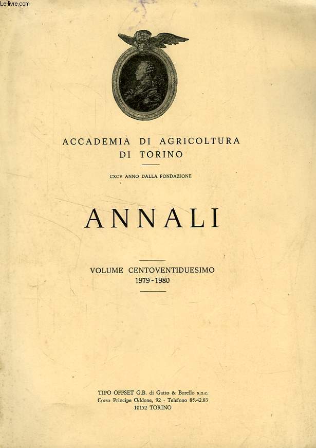 ANNALI DELL'ACCADEMIA DI AGRICOLTURA DI TORINO, VOL. CXXII, 1979-1980