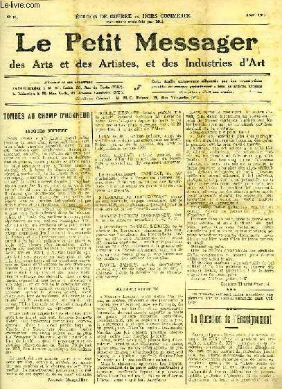 LE PETIT MESSAGER DES ARTS ET DES ARTISTES, ET DES INDUSTRIES D'ART, N 15, AOUT 1915