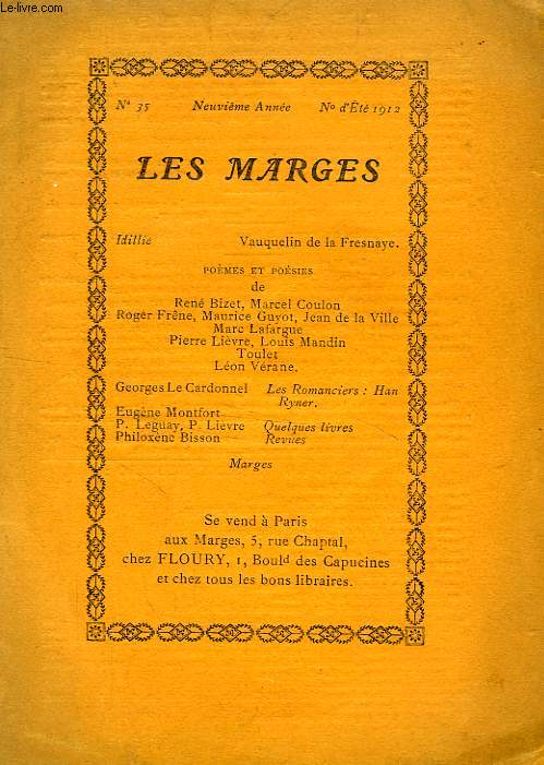 LES MARGES, 9e ANNEE, N 35, ETE 1912