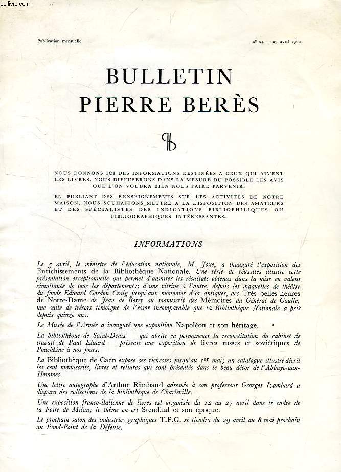 BULLETIN PIERRE BERES, N 24, AVRIL 1960