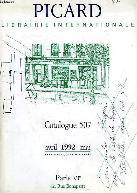 PICARD, LIBRAIRIE INTERNATIONALE, CATALOGUE 507, AVRIL-MAI 1992