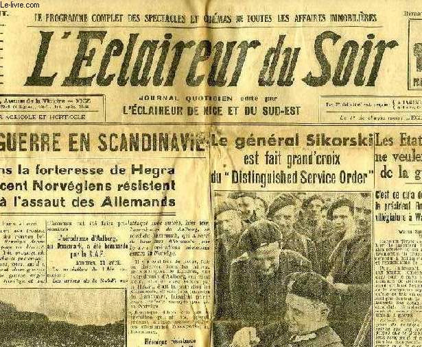 L'ECLAIREUR DU SOIR, 22e ANNEE, N 112, 21 AVRIL 1940