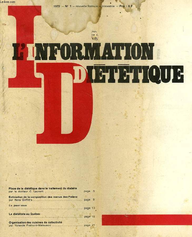 L'INFORMATION DIETETIQUE, N 1, 1972