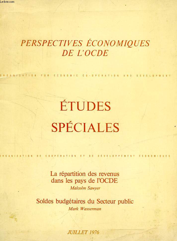 PERSPECTIVES ECONOMIQUES DE L'OCDE, ETUDES SPECIALES