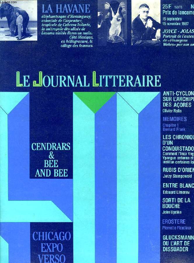 LE JOURNAL LITTERAIRE, N 1, SEPT.-NOV. 1987