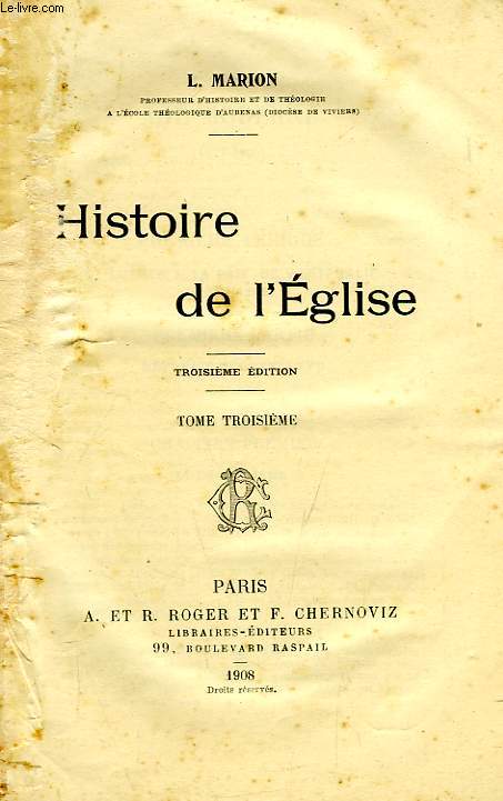 HISTOIRE DE L'EGLISE, TOME III
