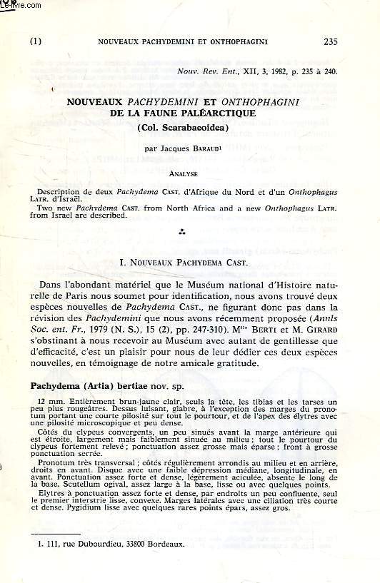 NOUVEAUX PACHYDEMINI ET ONTHOPHAGINI DE LA FAUNE PALEARCTIQUE (COL. SCARABAEOIDEA)