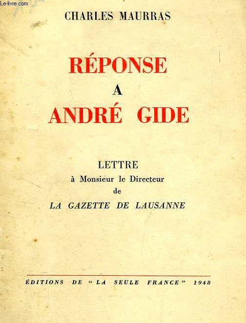 REPONSE A ANDRE GIDE