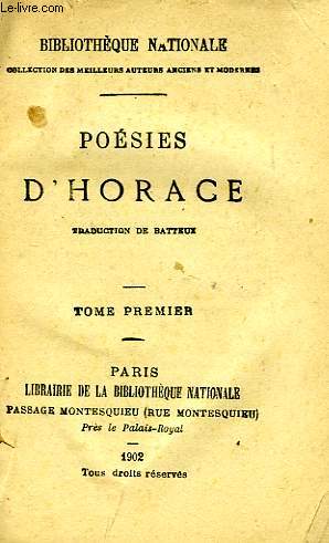 POESIES D'HORACE, TOME I