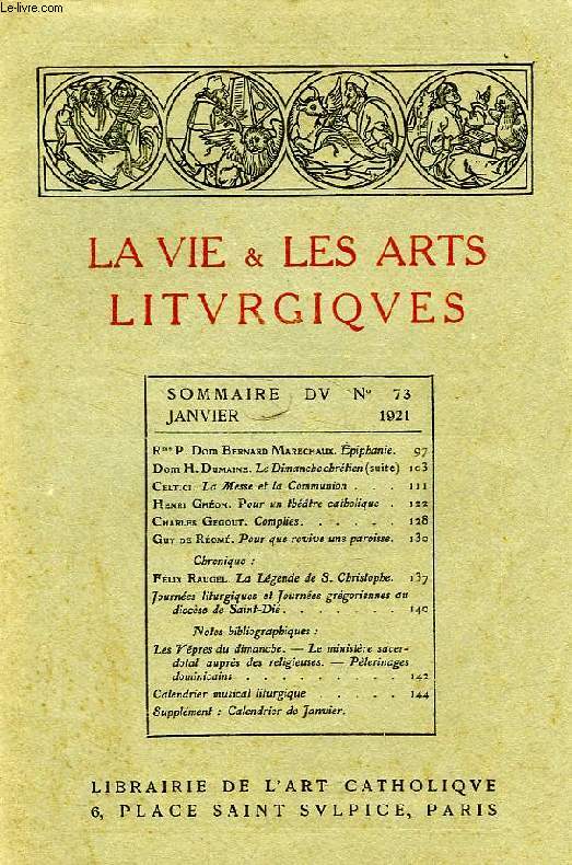 LA VIE & LES ARTS LITURGIQUES, N 73, JAN. 1921