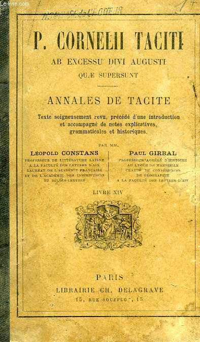 P. CORNELII TACITII, ANNALES DE TACITE, LIVRE XIV