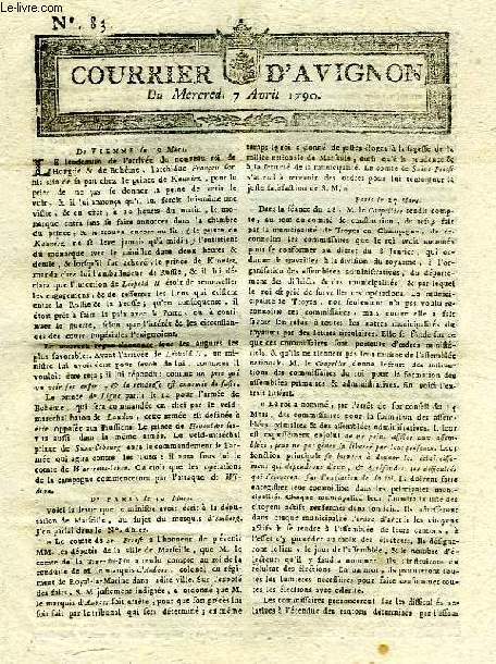 COURRIER D'AVIGNON, N 83, DU MERCREDI 7 AVRIL 1790