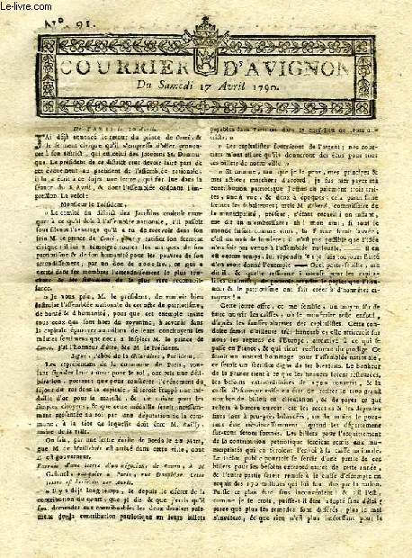 COURRIER D'AVIGNON, N 91, DU SAMEDI 17 AVRIL 1790