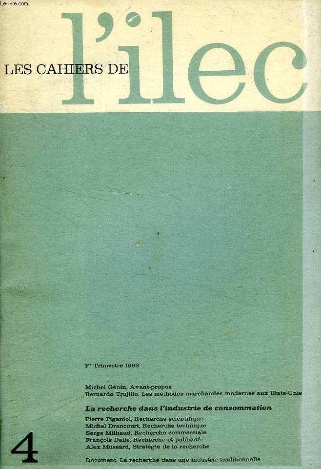 LES CAHIERS DE L'ILEC, N 4, 1er TRIM. 1963