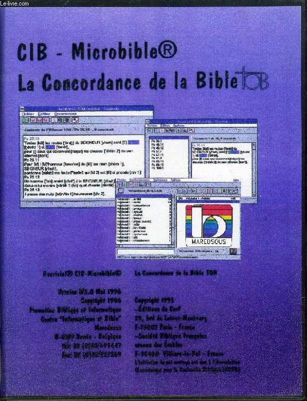 CIB - MICROBIBLE, LA CONCORDANCE DE LA BIBLE TOB