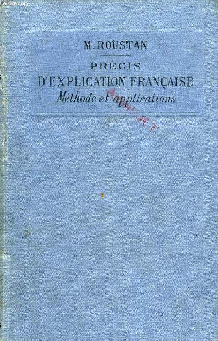 PRECIS D'EXPLICATION FRANCAISE (METHODE & APPLICATIONS)