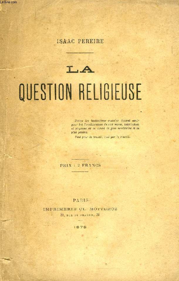 LA QUESTION RELIGIEUSE