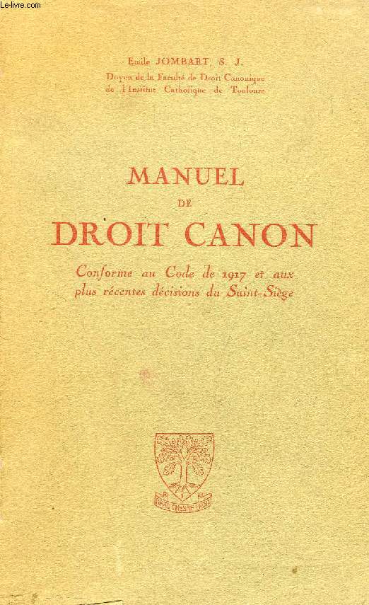 MANUEL DE DROIT CANON