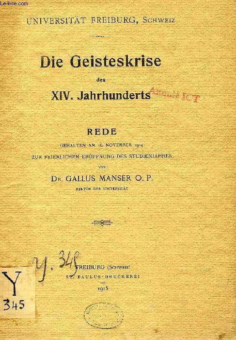 DIE GEISTESKRISE DES XIV. JAHRHUNDERTS (REDE)