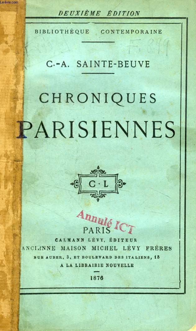 CHRONIQUES PARISIENNES (1843-1845)