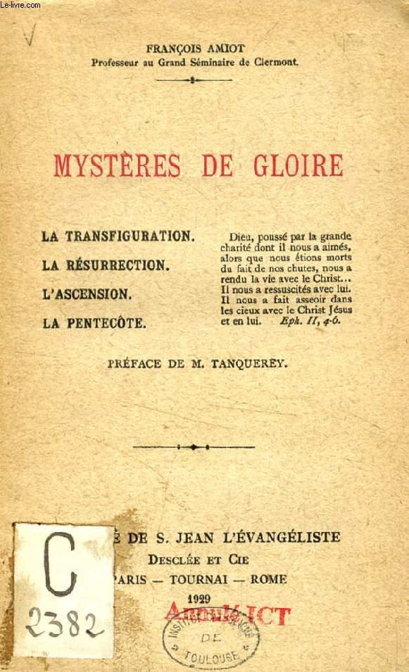 MYSTERES DE GLOIRE: LA TRANSFIGURATION, LA RESURRECTION, L'ASCENCION, LA PENTECOTE
