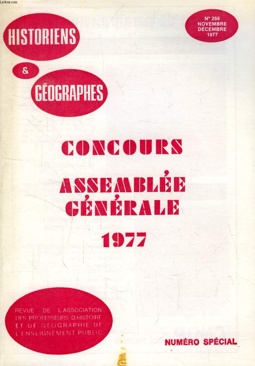HISTORIENS ET GEOGRAPHES, 66e ANNEE, N 266, SEPT.-OCT. NOV.-DEC. 1977