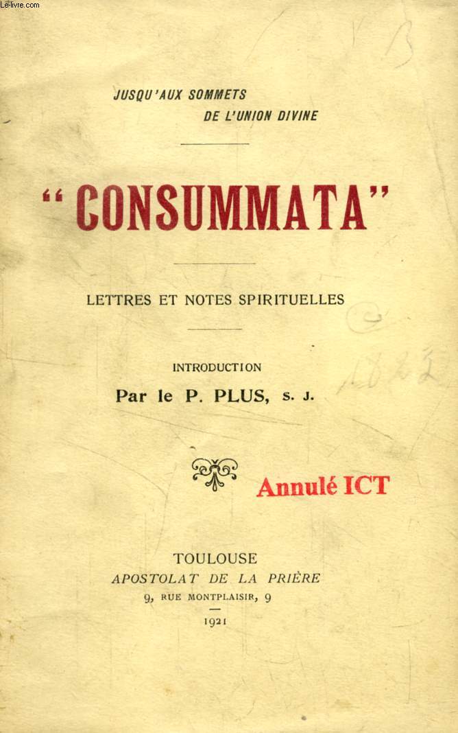 'CONSUMATA', LETTRES ET NOTES SPIRITUELLES