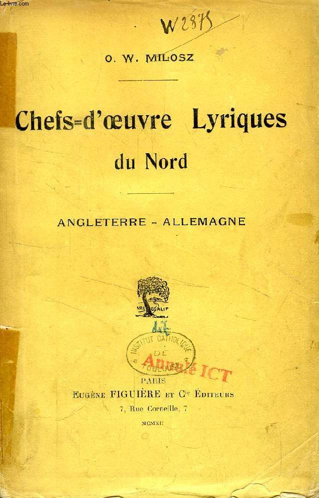 CHEFS-D'OEUVRE LYRIQUES DU NORD, ANGLETERRE, ALLEMAGNE