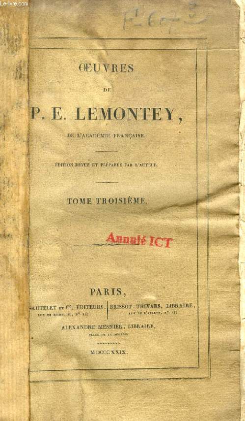 OEUVRES DE P. E. LEMONTEY, TOME III