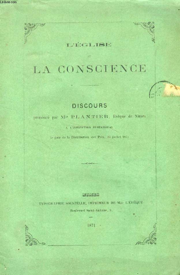 L'EGLISE ET LA CONSCIENCE, DISCOURS