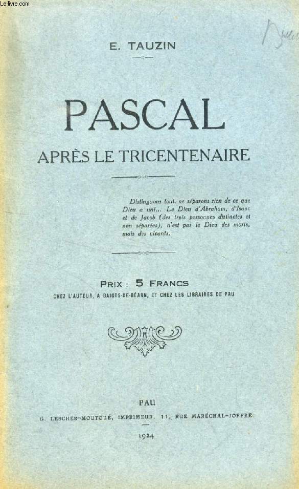 PASCAL APRES LE TRICENTENAIRE