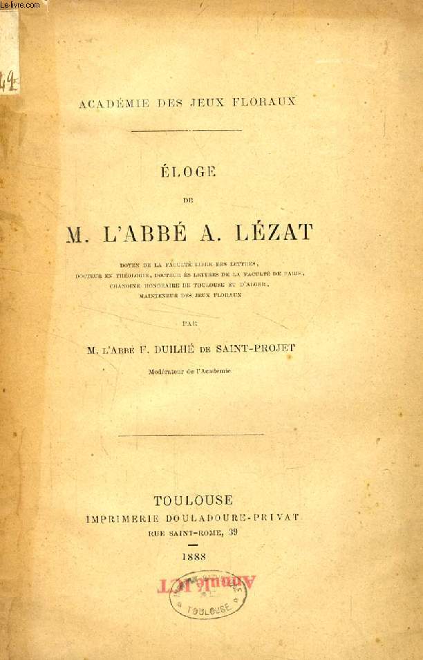 ELOGE DE M. L'ABBE A. LEZAT